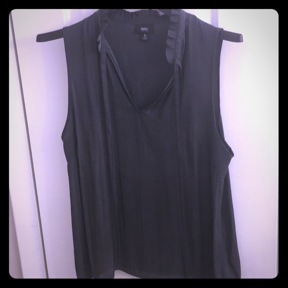 mossimo deep stone grey tie collar blouse size L